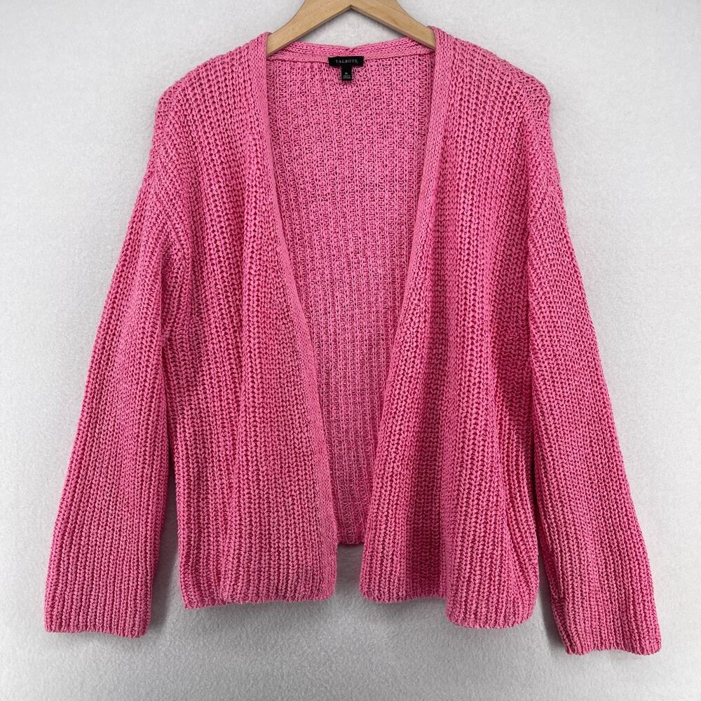 Talbots Sweater Xl Tape Yarn Open Front Cardigan … - image 1